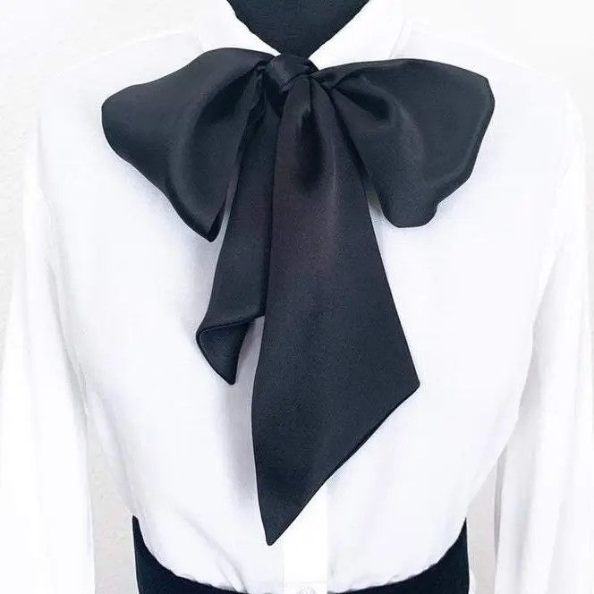 Big Silk Bow Scarf - Black