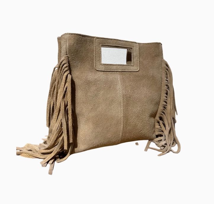 Marion Suede Bag Tall- Beige
