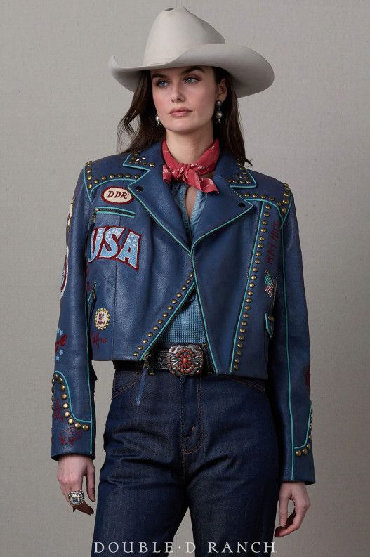 Jacket, Lady Liberty Biker, Color: Indigo, Size: M