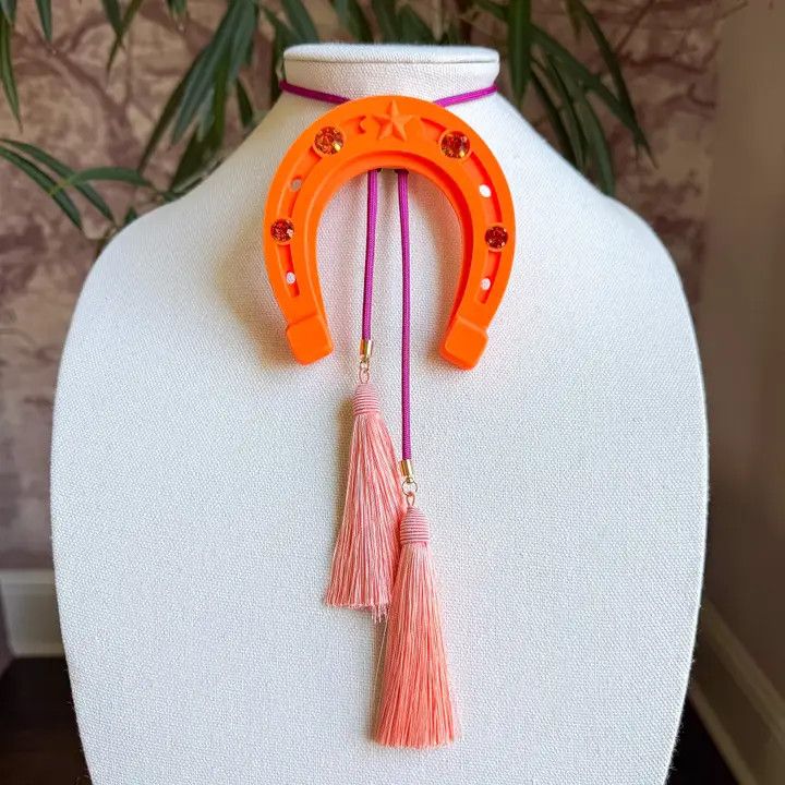 Lucky Horseshoe Bolo Orange with Fuchsia &amp; Peach