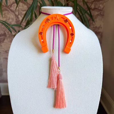 Lucky Horseshoe Bolo Orange with Fuchsia &amp; Peach