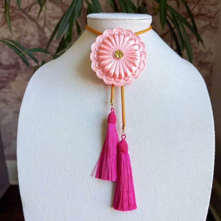 Concho Bolo Sugar Pink with Golden Yellow &amp; Fuchsia