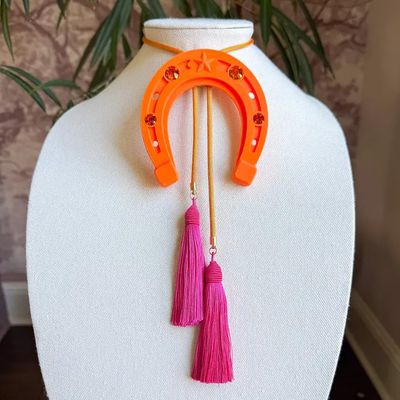Lucky Horseshoe Bolo Orange Citrus with Golden Yellow &amp; Fuschia