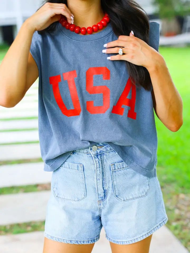 USA Muscle Tank, Color: Blue, Size: S