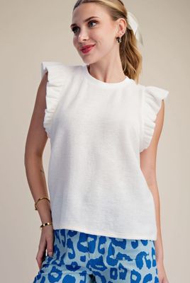 Ruffle Knit Top in Soft Brush Fabric