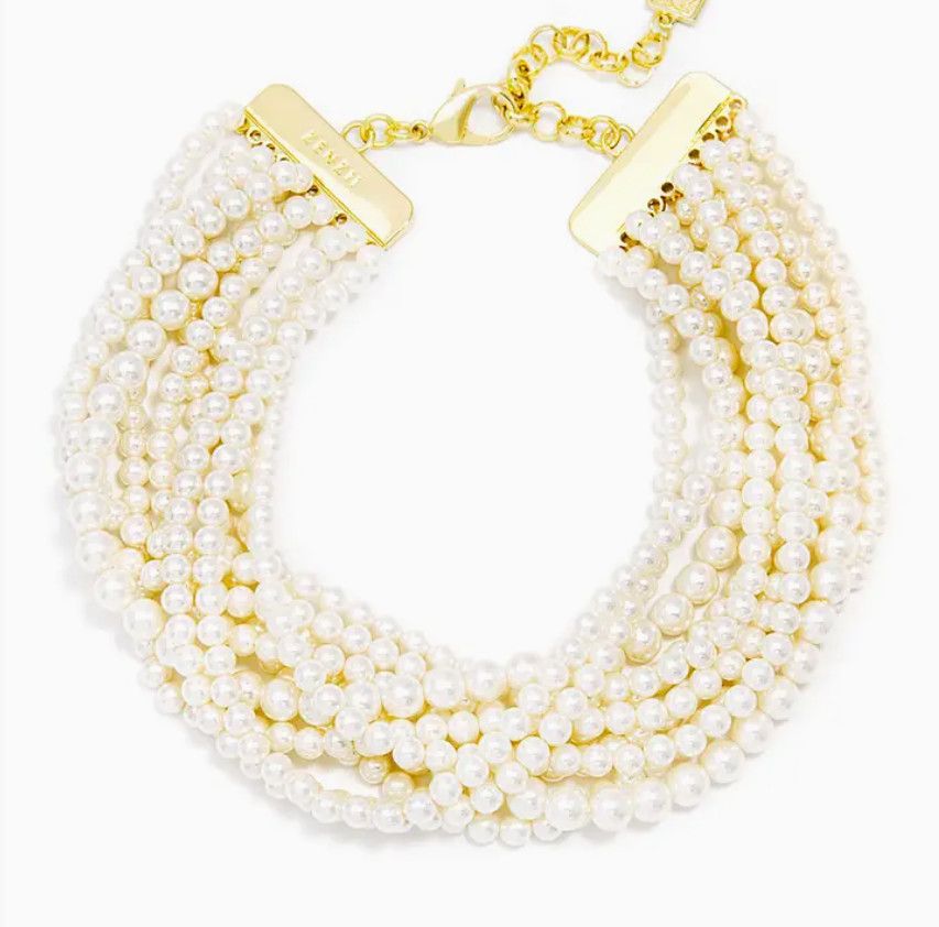 10 Strand Small Pearl Collar Necklace