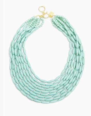 Glossy Beaded Pastel Necklace- Mint