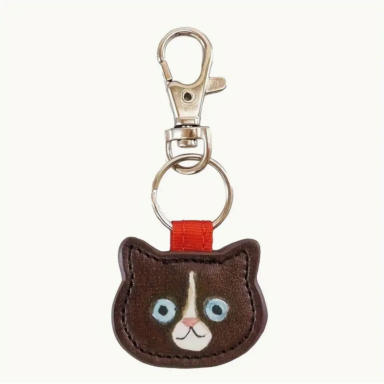 Keychain Brown Leather Cat