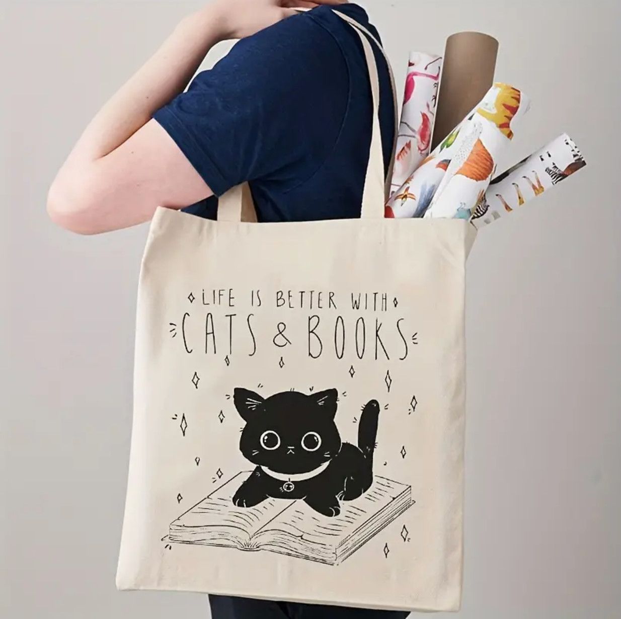 Tote Bag - Cats and Books