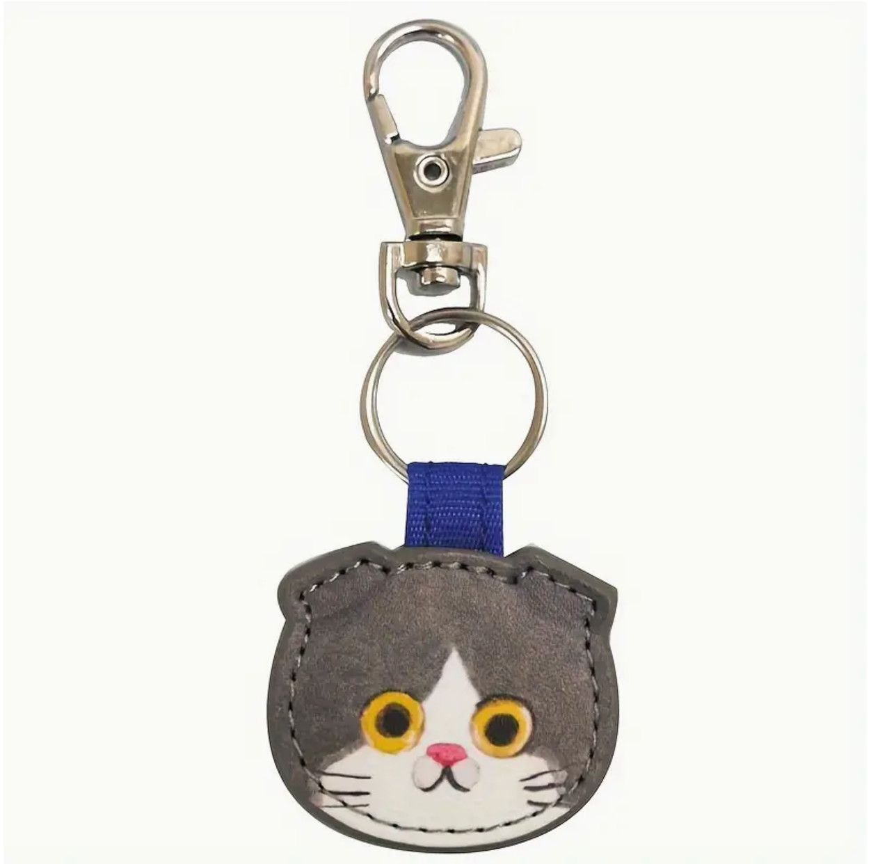 Keychain Grey Fold Leather Cat
