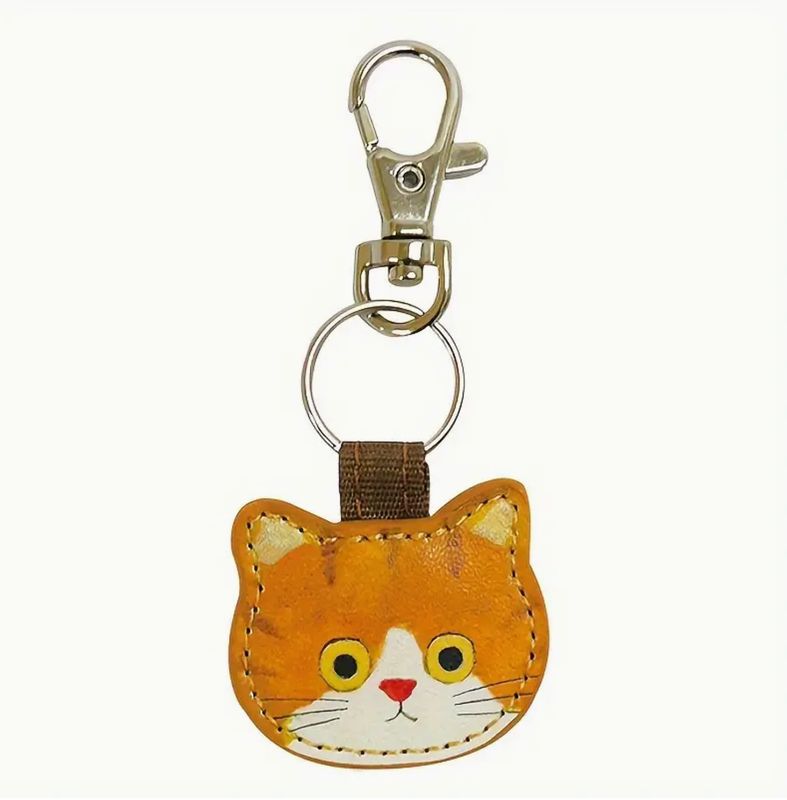 Keychain Orange Leather Cat