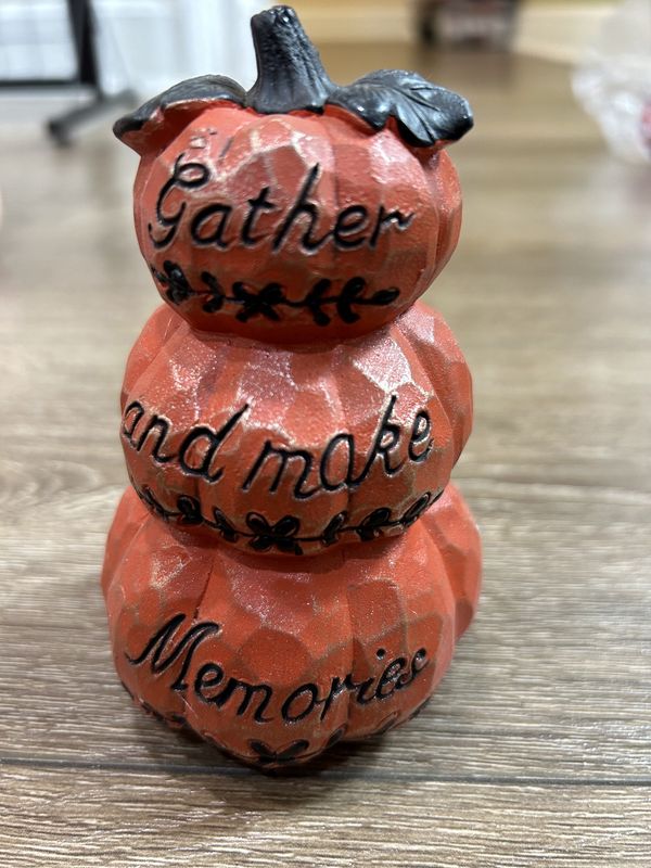 three orange pumpkin gather and make memories Decor