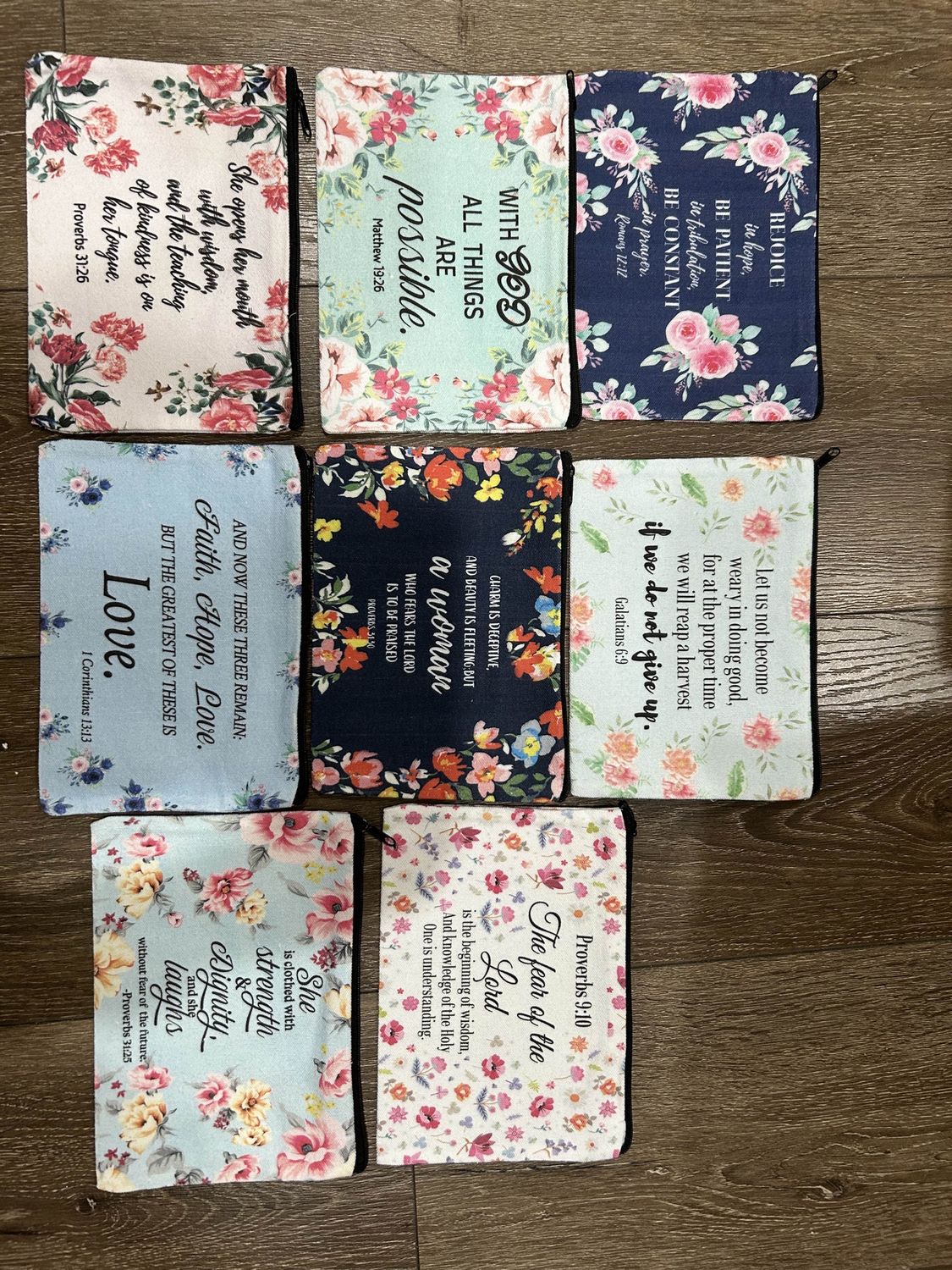Polyester Medium Bible Saying Pouches