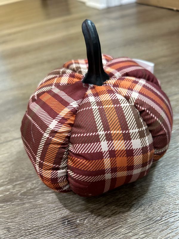 Fabric Pumpkin green , orange and tan plaid