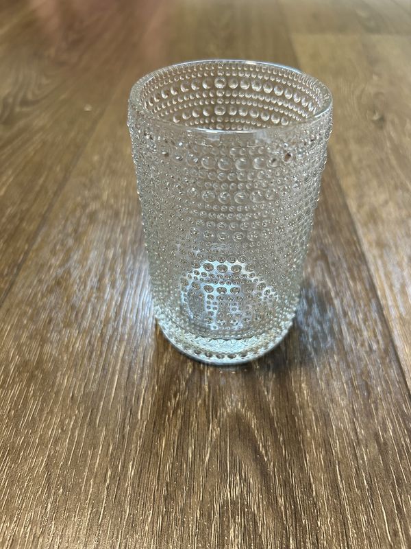 Clear Glass Textured Candle Holder