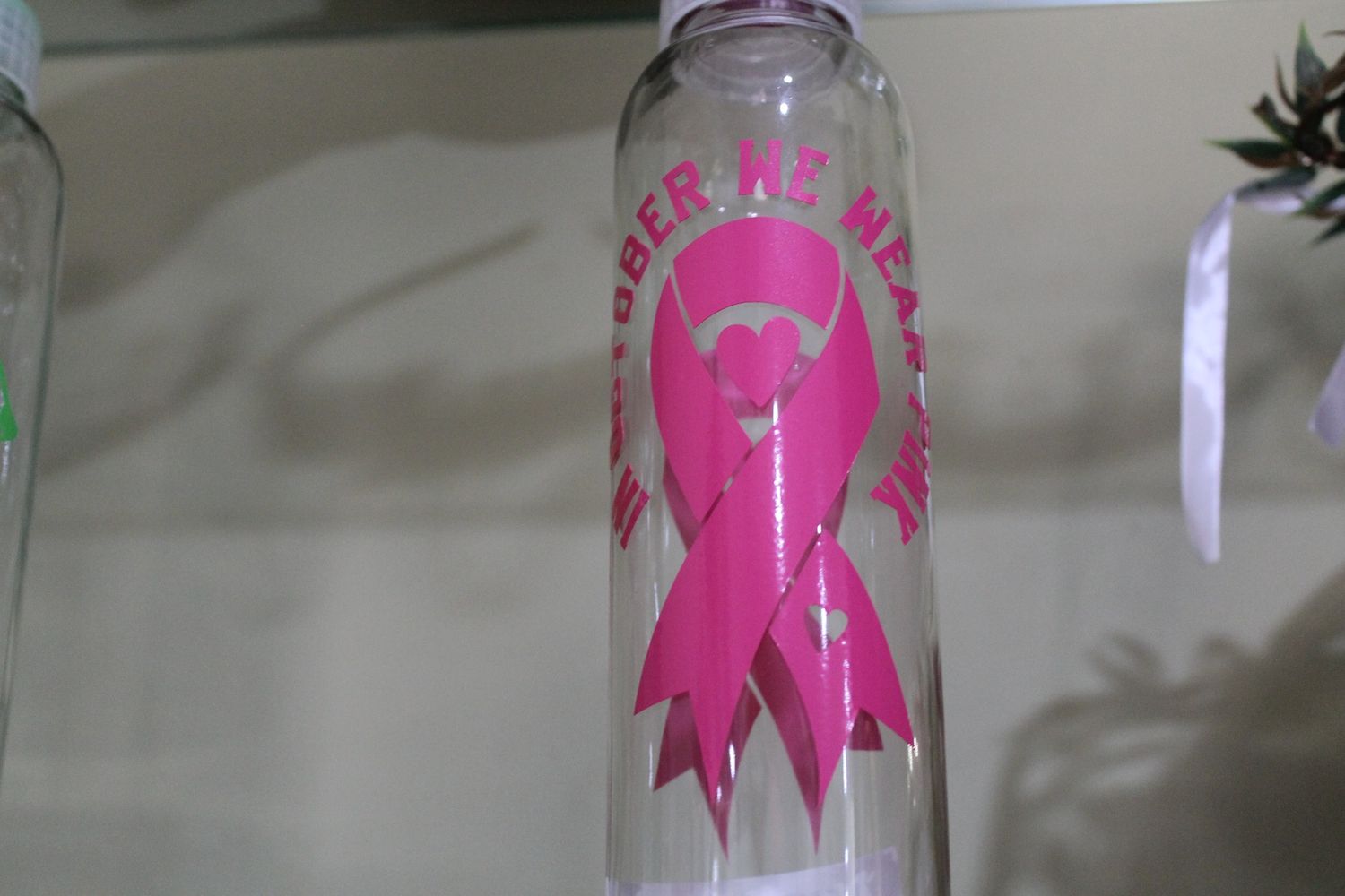 Breast cancer hot pink glass cup