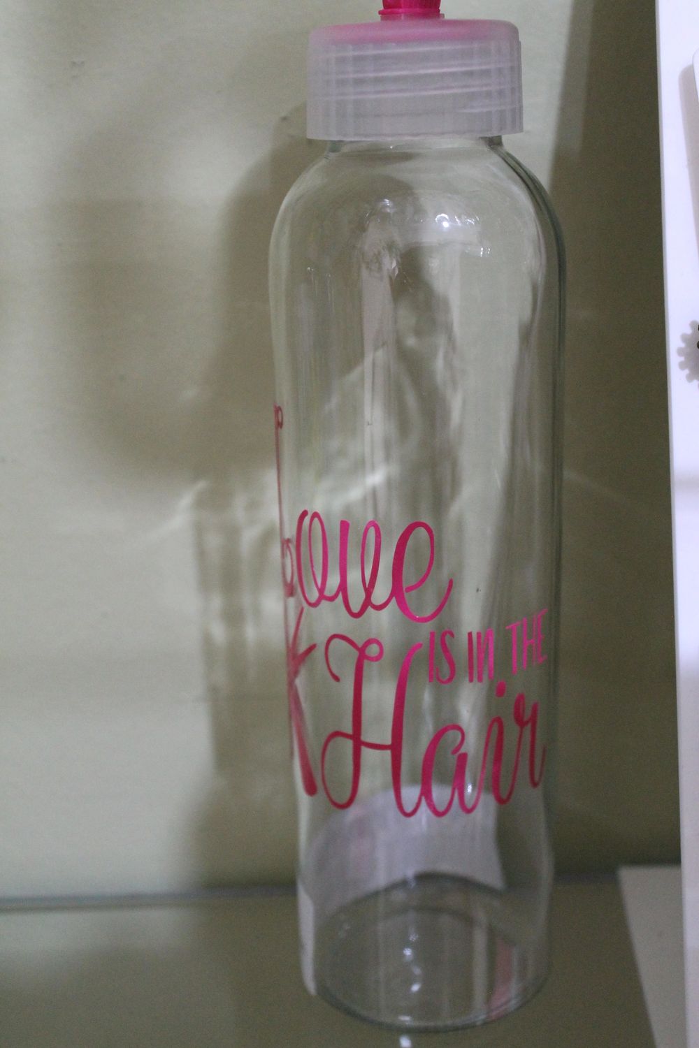 Hot pink love hair glass cup