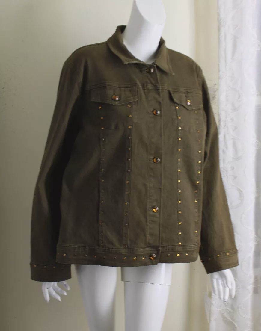 Diane Girm hunter green jean jacket size L