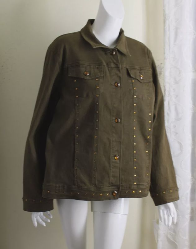 Diane Girm hunter green jean jacket size L