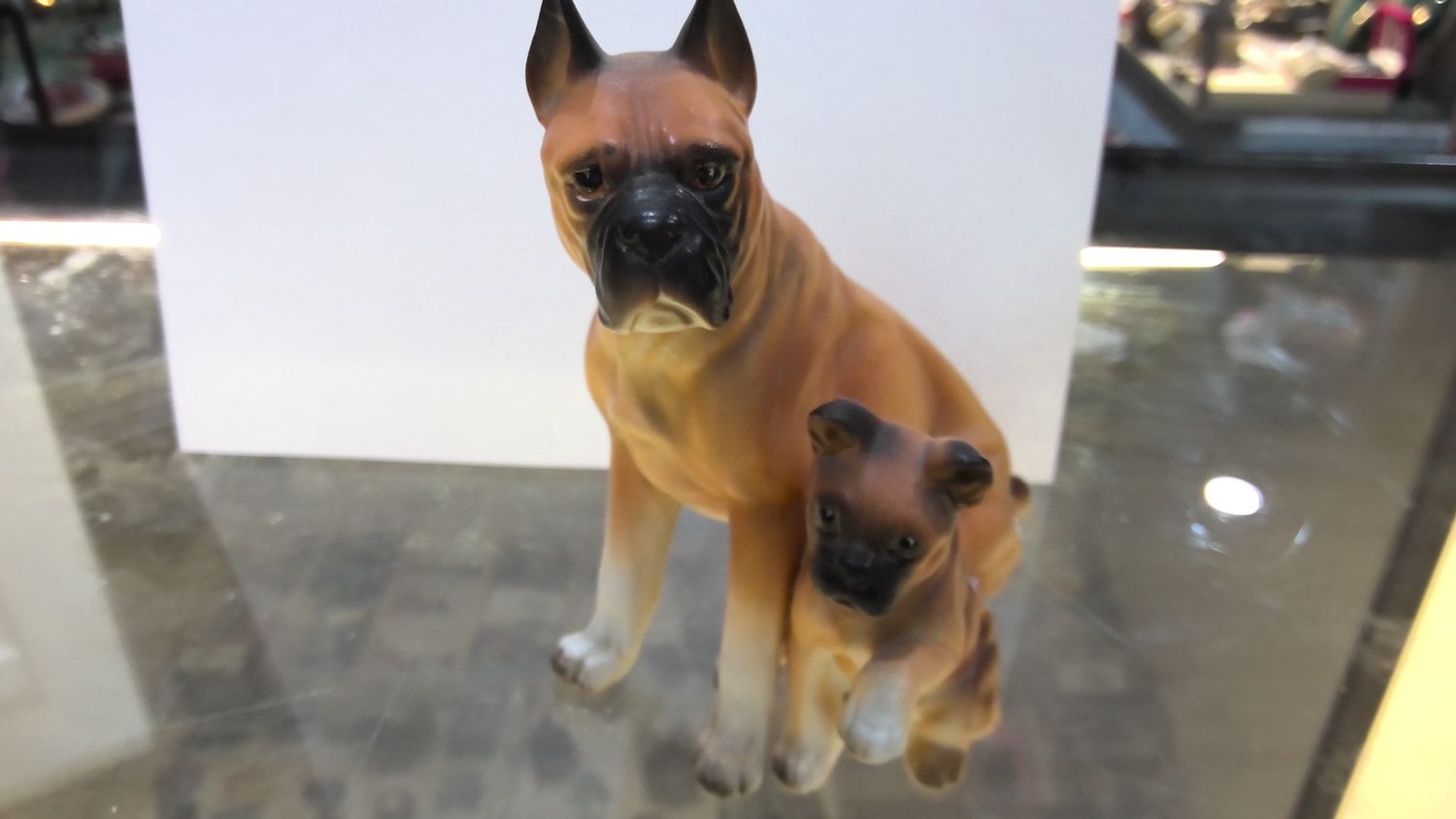 vintage Lefton&#39;s boxer dog and puppy figurine