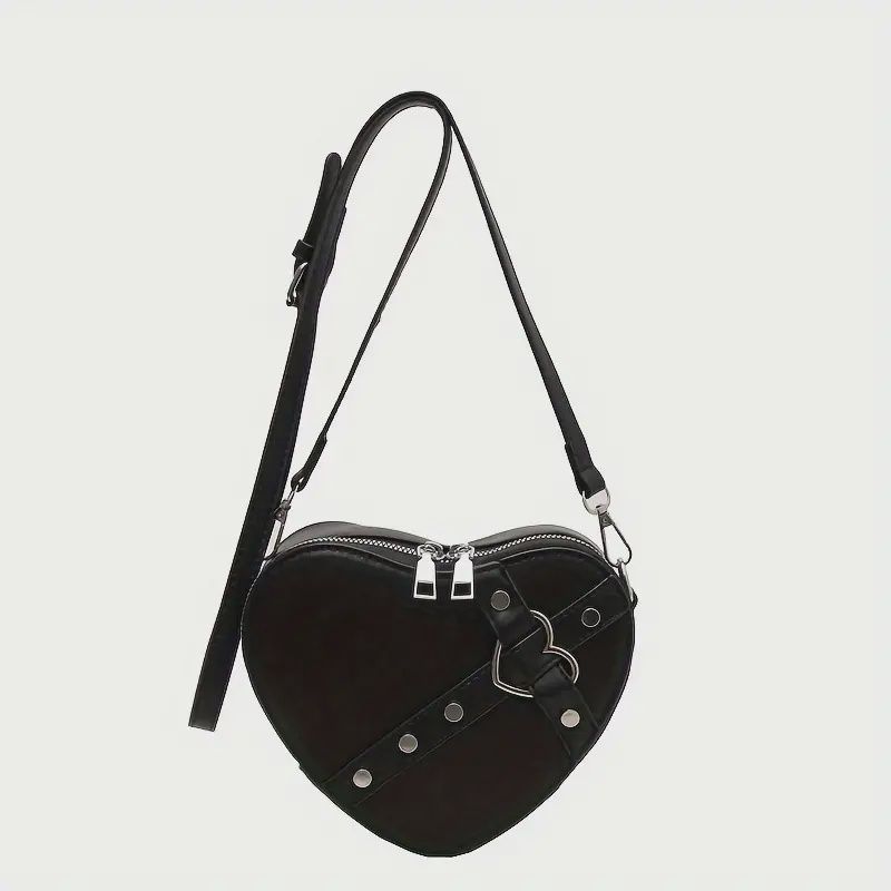 heart shaped purse black