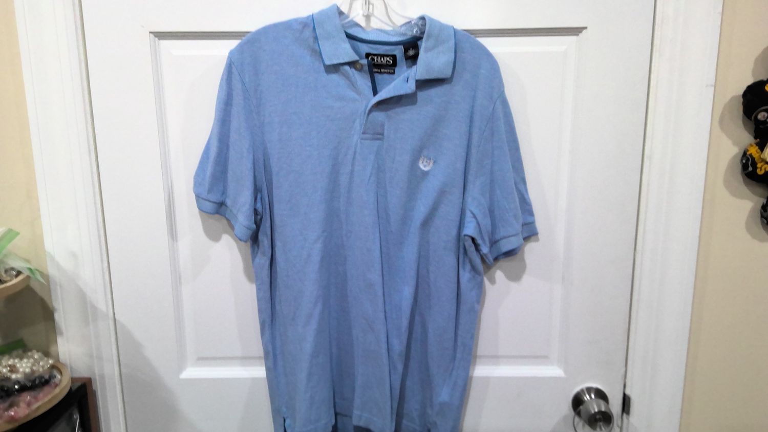chaps blue polo size med