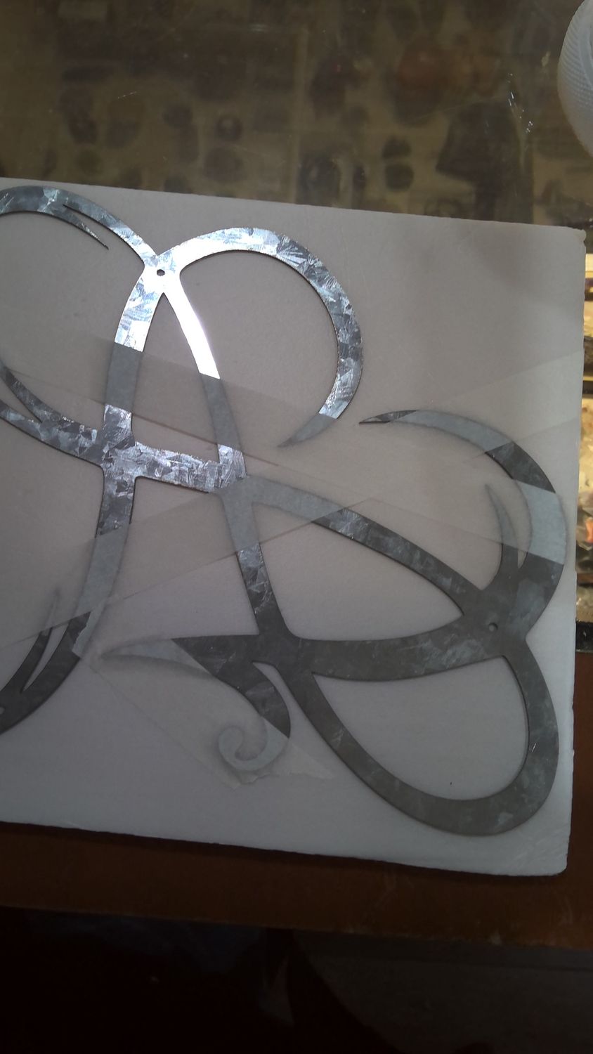 homemade metal heart sign