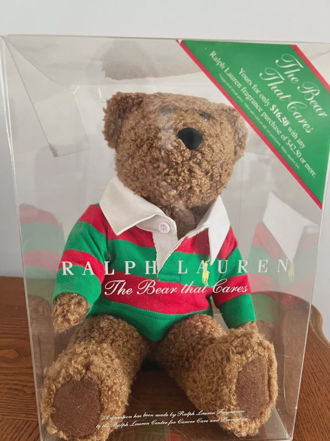 Ralph Lauren bear that cares green and red shirt