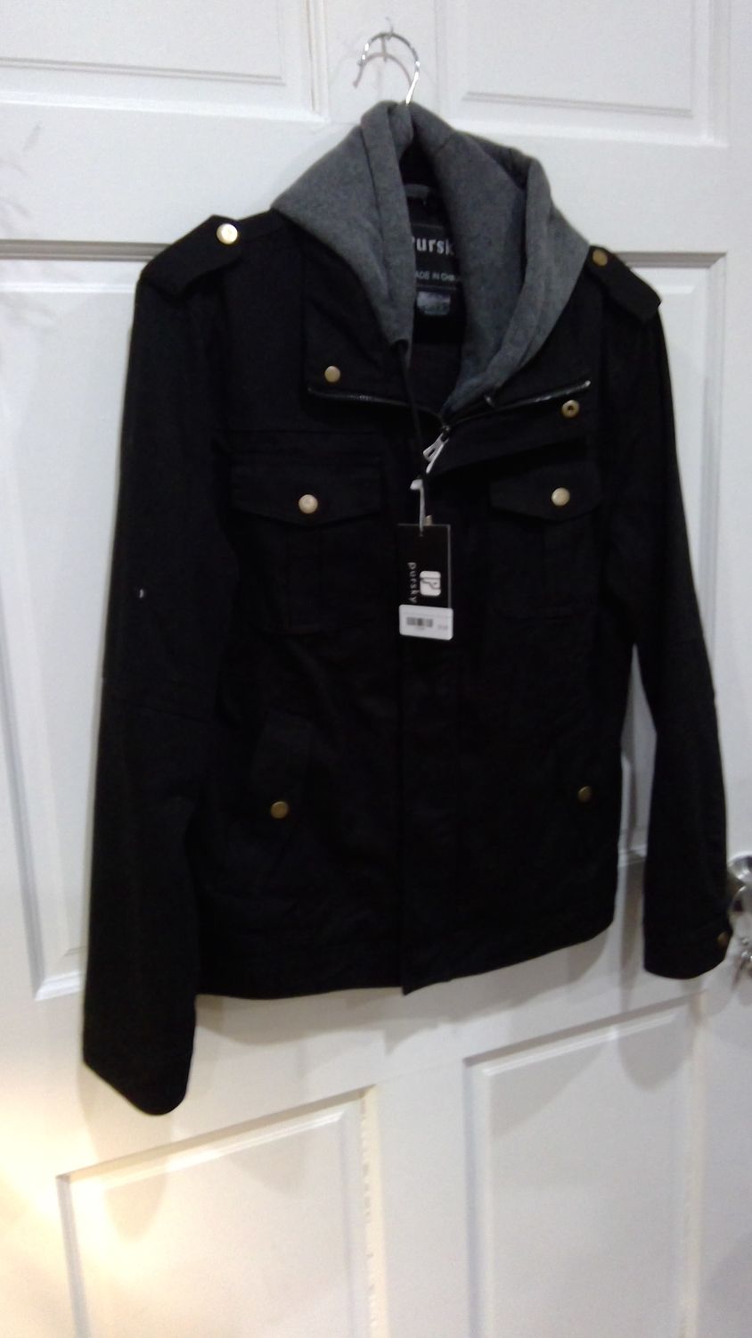 Purksy Men&#39;s Canvas Cotton Jacket - Black - X Small