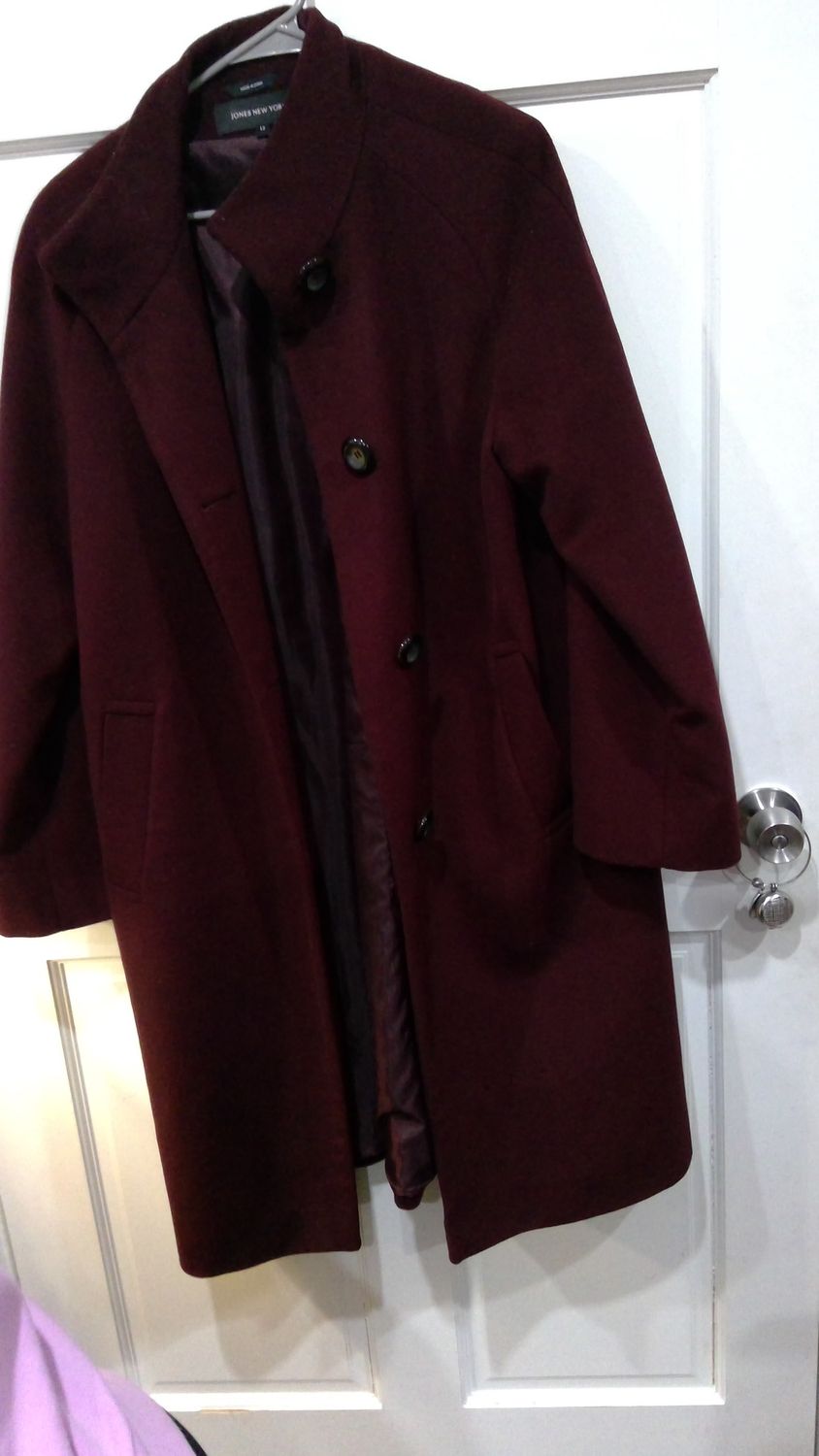 Jones New York Size 12 Burg Long Dress Coat