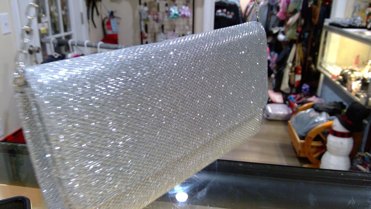 sliver evening bag