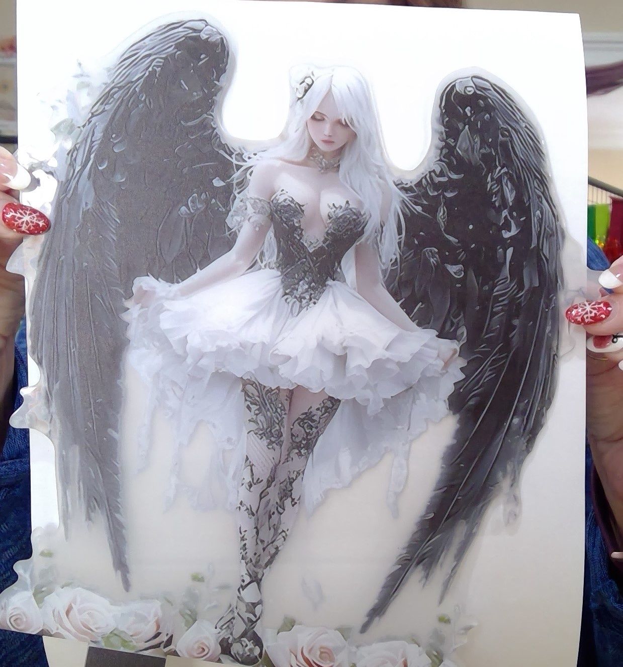 guardian craft white fairy with black wings sign