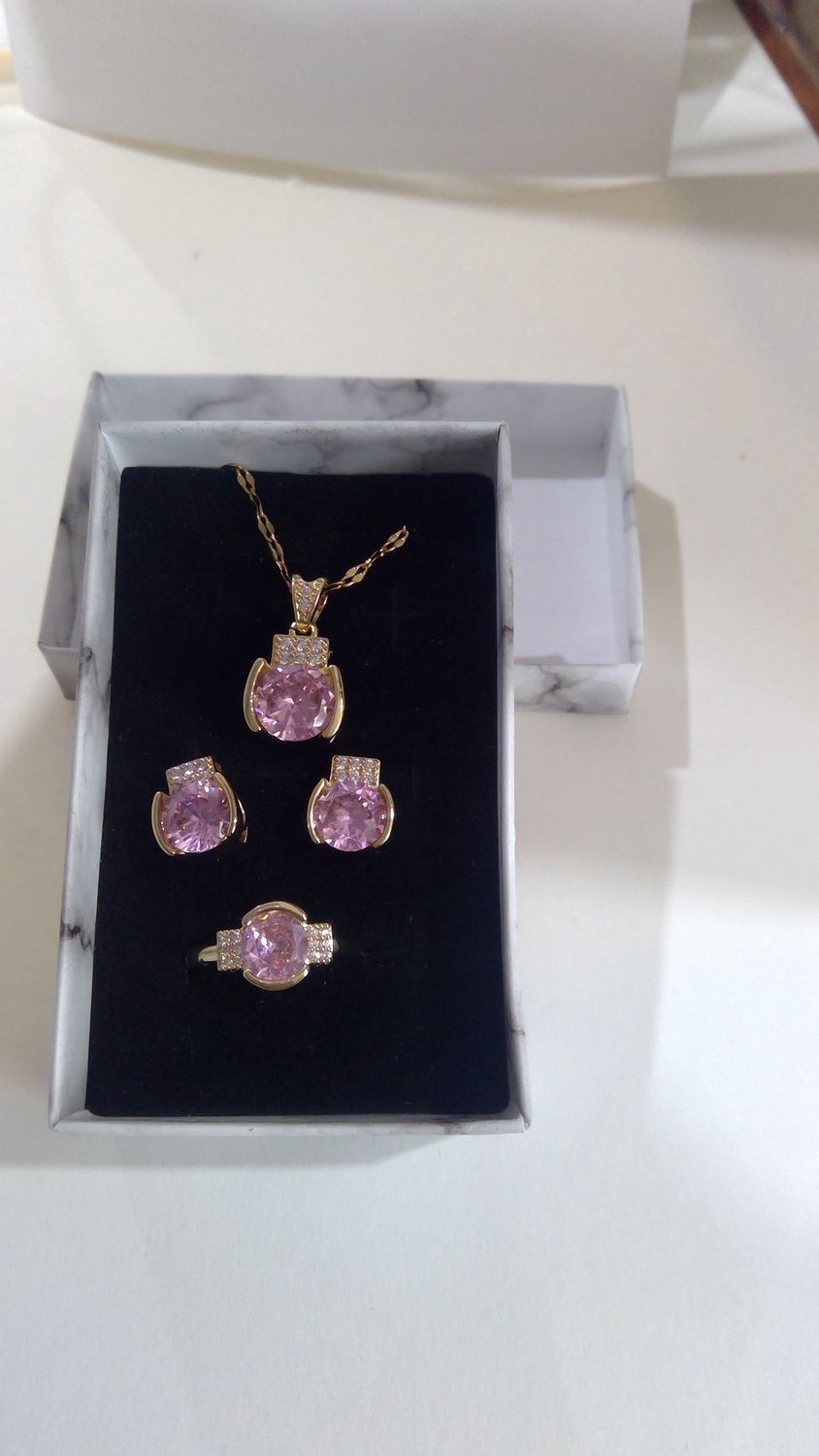 Pink Ice Neckless, Ring and earring set