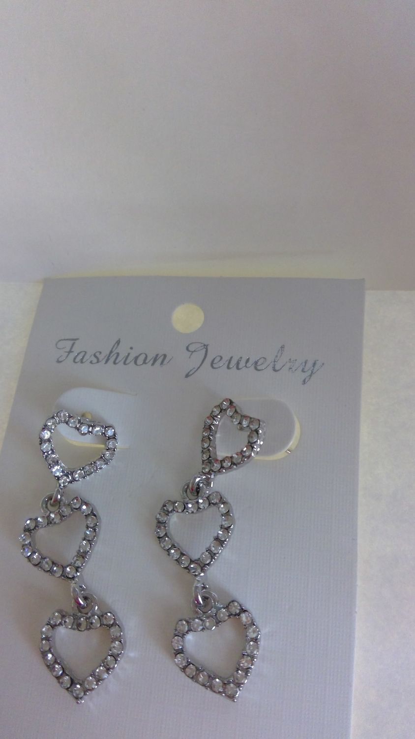 C Z heart 3 tier earrings