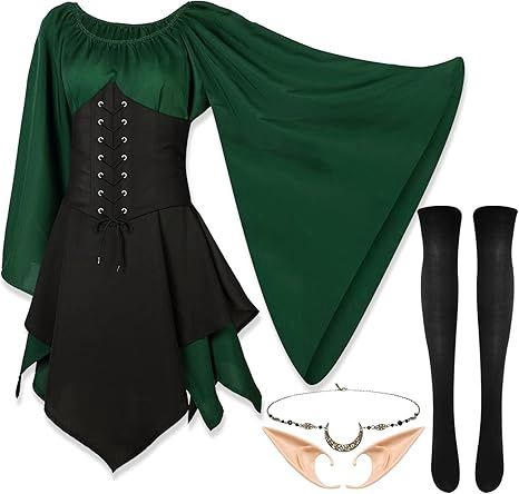 4 Pc Women&#39;s Elf Costume Renaissance Size Medium