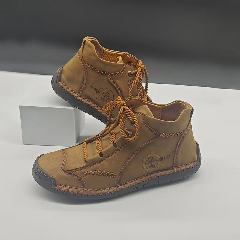 Footwear Handmade Details, Lace-Up Closure, Round Toe, Flat Heel, Non-Slip Rubber Sole, All-Season