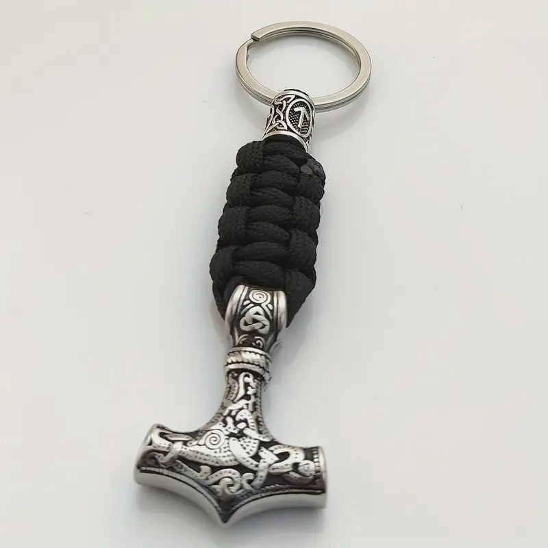 Viking Thor&#39;s Hammer Keychain Handwoven Keychain