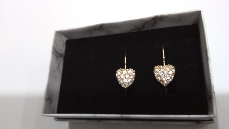 Pierced  CZ Heart Earrings