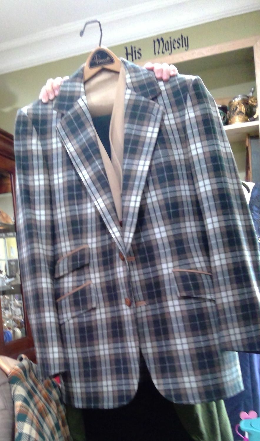 Beige And Blue Suite  Vintage 70&#39;s  Size Med