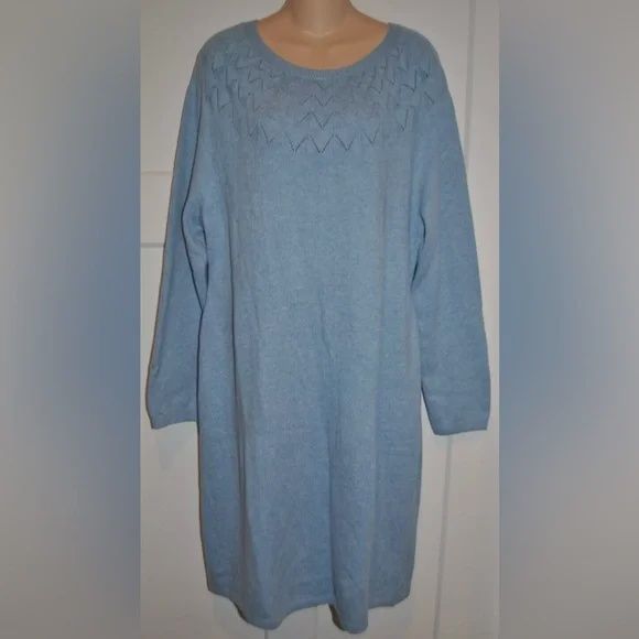 Talbots Petite Sweater Dress Powder Blue Size XL