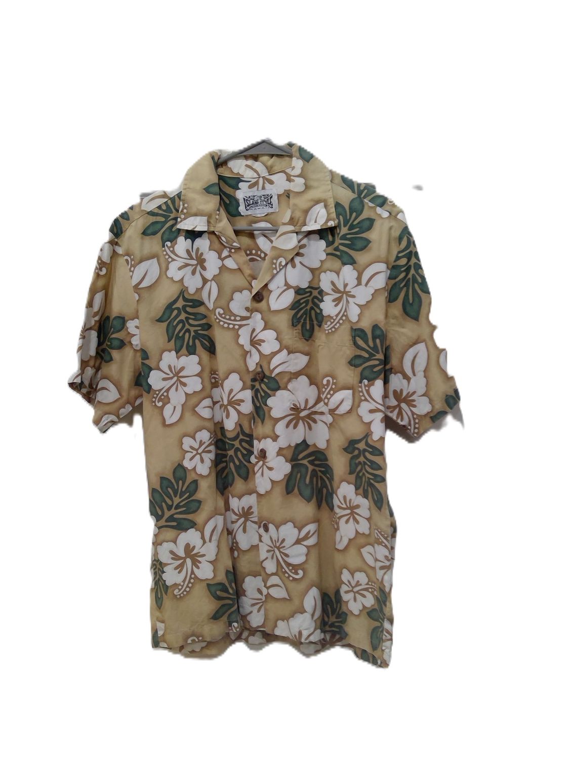 mens hawaiian tan shirt