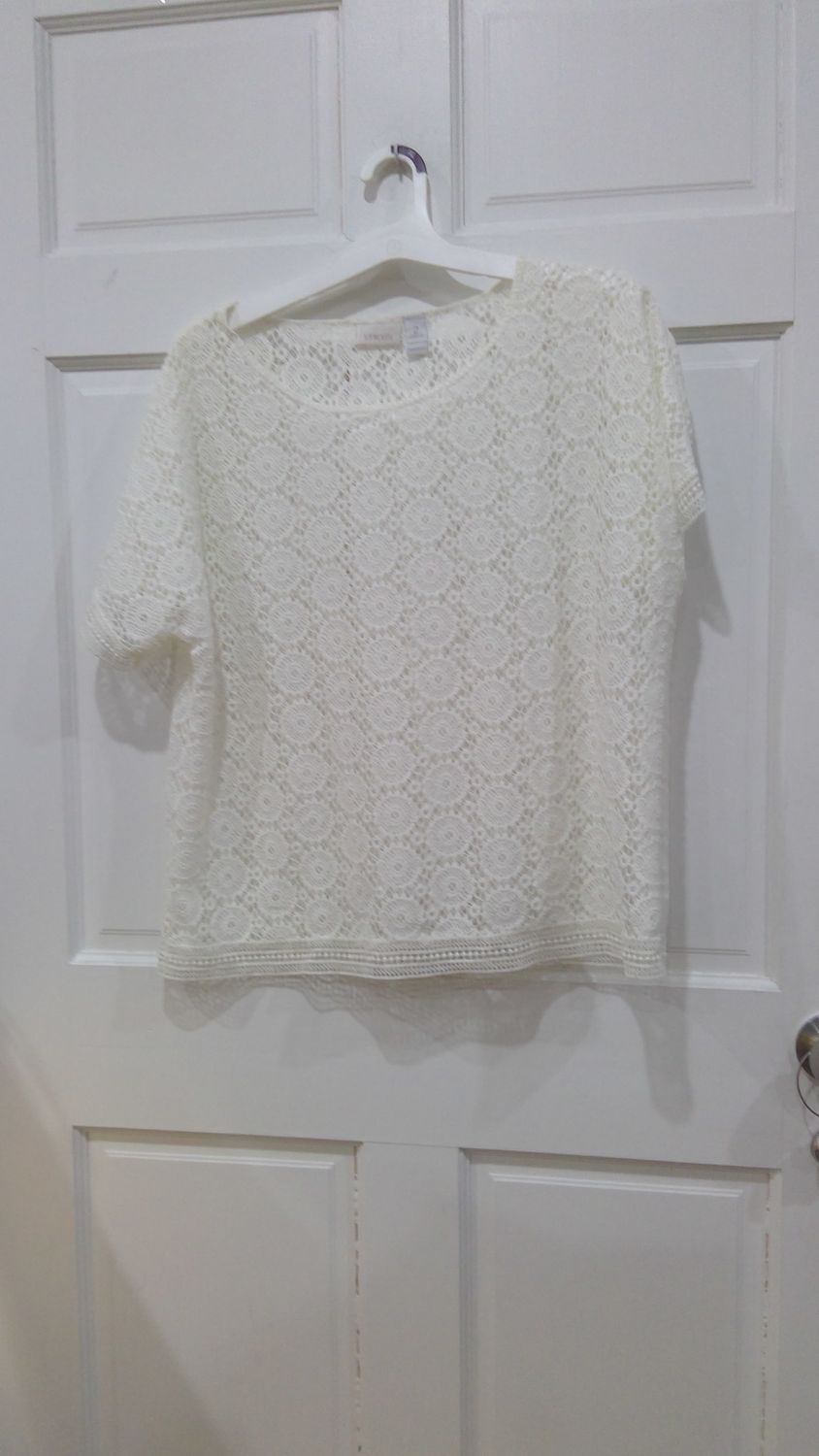 Chico Overlay Top Knit Size 2 White
