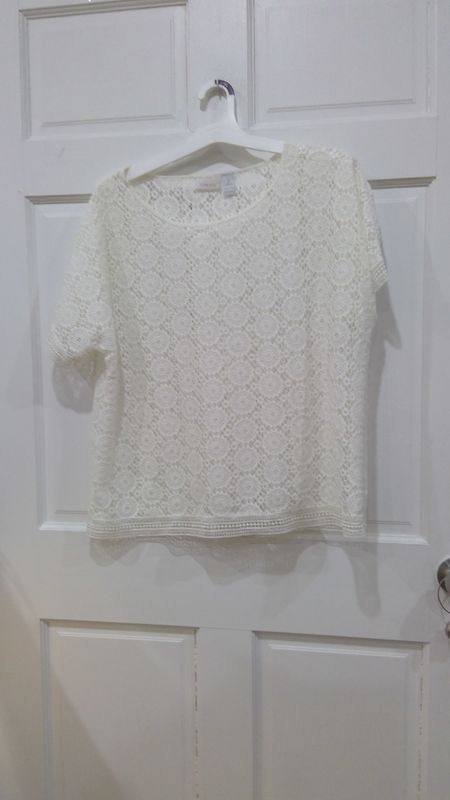 Chico Overlay Top Knit Size 2 White