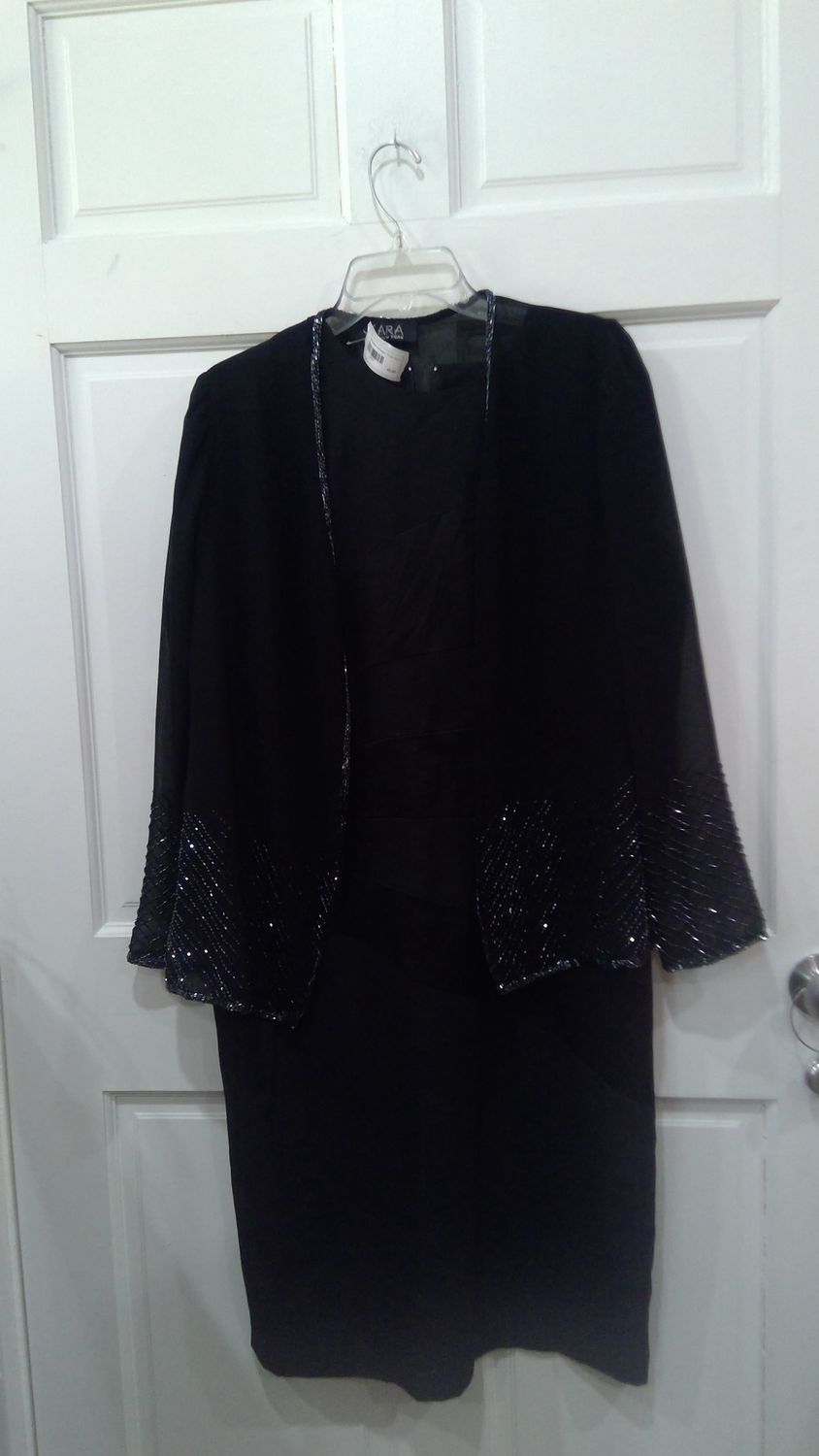 Leslie Fay Black Dress Elegant 2 Pc Set Size 12