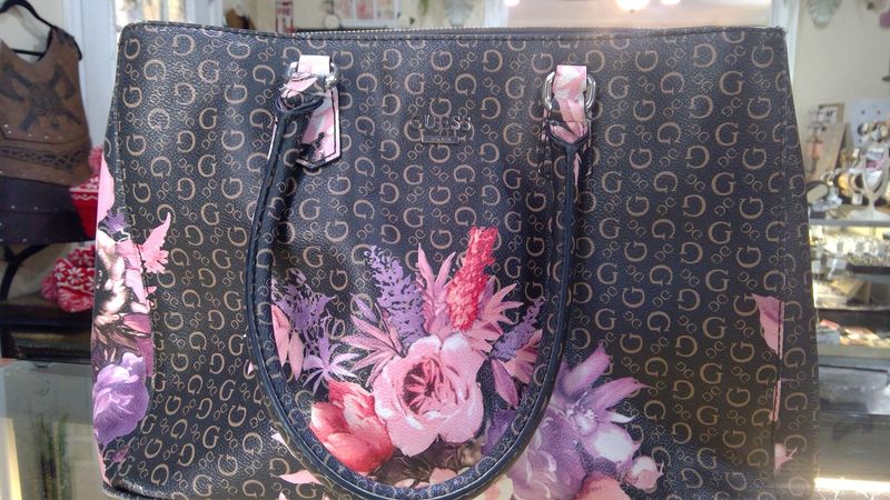 Guess  Purse  With Flowers Purple And Pink EST 1981