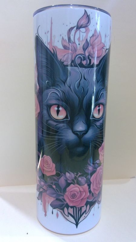 Flowery Cat Tumbler