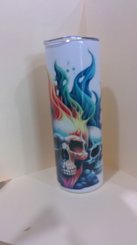 Three Flaming Skulls Tumbler