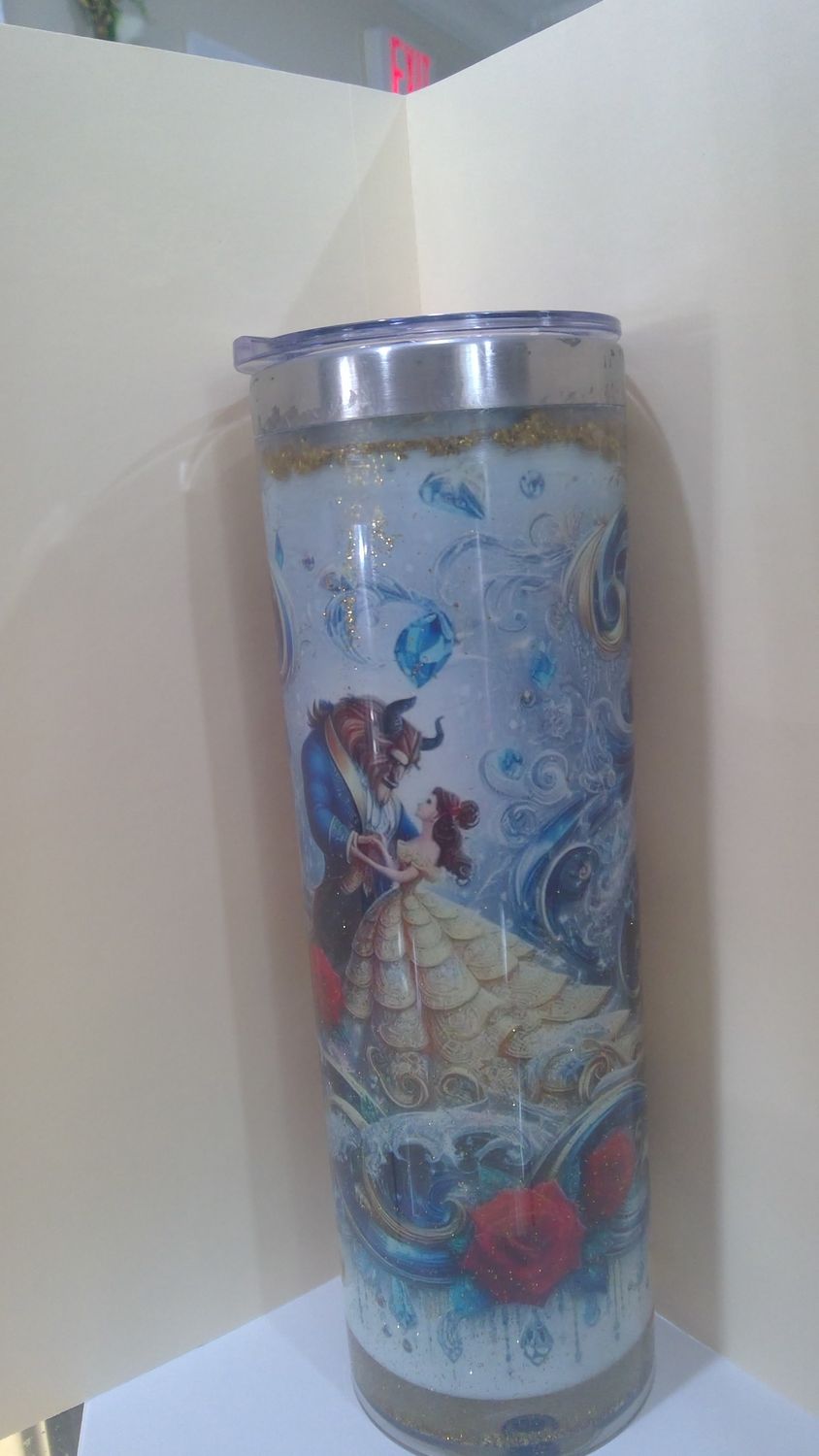 Glitter Beauty and the Beast Tumbler
