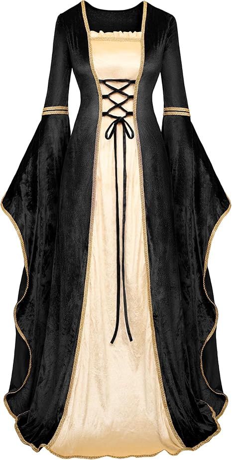 Womens&#39;s Renaissance Velvet Dress, Colour: Black, Size: Large
