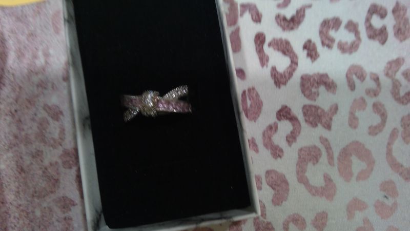 Breast Cancer Sterling Sliver Band Pink Kunzite Size 8 1/2